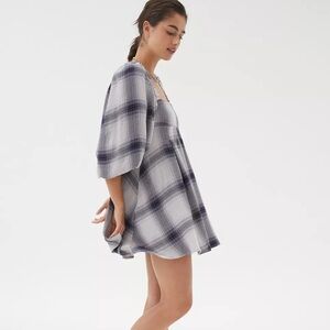 URBAN OUTFITTERS UO Lachlan Flannel Smocked Mini Dress